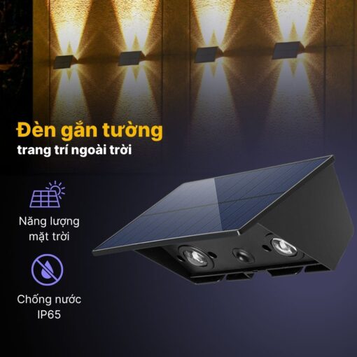 Đèn Hắt Tường 4 Tia Ngoài Trời Năng Lượng Mặt Trời - DSV05