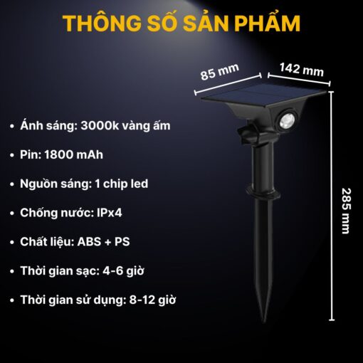 Đèn Cắm Đất Năng Lượng Mặt Trời Trang Trí Sân Vườn - DSV07 - Ảnh 12