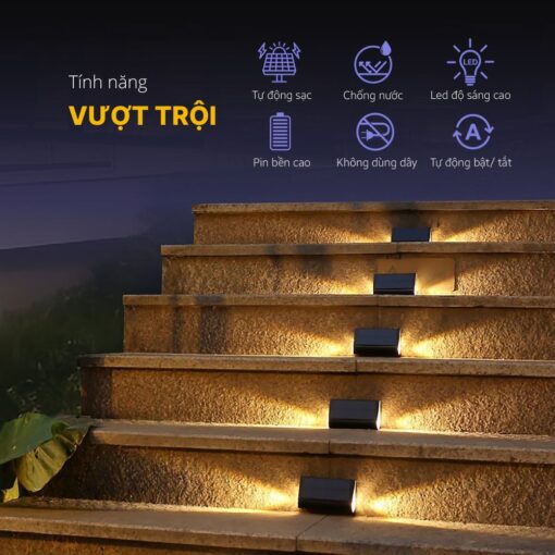 Đèn Hắt Tường Cầu Thang Ngoài Trời Năng Lượng Mặt Trời - DSV02 - Ảnh 2