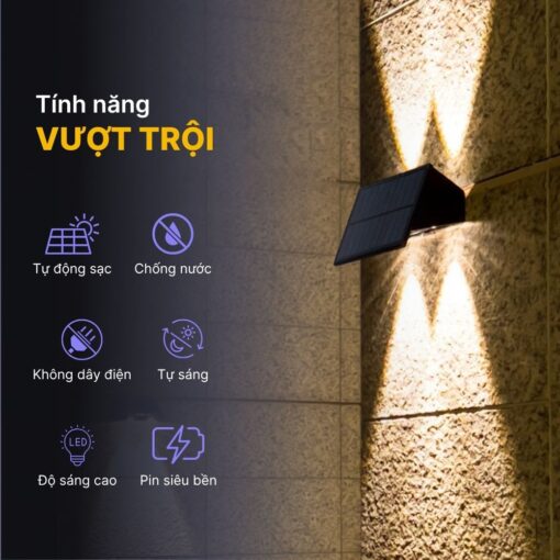 Đèn Hắt Tường 4 Tia Ngoài Trời Năng Lượng Mặt Trời - DSV05 - Ảnh 2