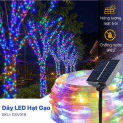 Dây LED Hạt Gạo Sáng RGB Năng Lượng Mặt Trời Trang Trí Ngoài Trời - DSV01B