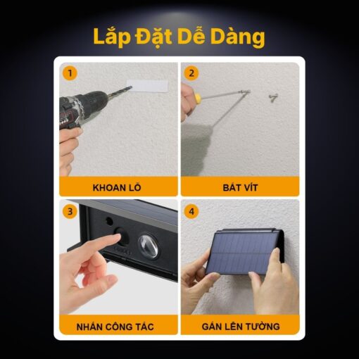 Đèn Hắt Tường 4 Tia Ngoài Trời Năng Lượng Mặt Trời - DSV05 - Ảnh 6