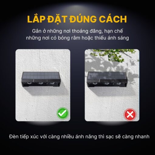 Đèn Hắt Tường 2 Tia Ngoài Trời Năng Lượng Mặt Trời - DSV04 - Ảnh 7