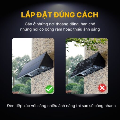 Đèn Hắt Tường 4 Tia Ngoài Trời Năng Lượng Mặt Trời - DSV05 - Ảnh 7
