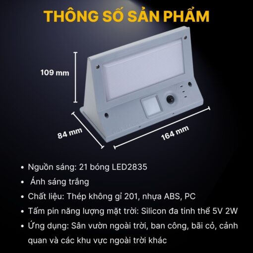 Đèn Cảm Biến Năng Lượng Mặt Trời Chiếu Sáng Ngoài Trời - DSV101 - Ảnh 9